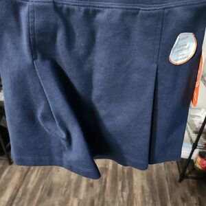 Navy Blue Casual Skirt with Pleat Detail